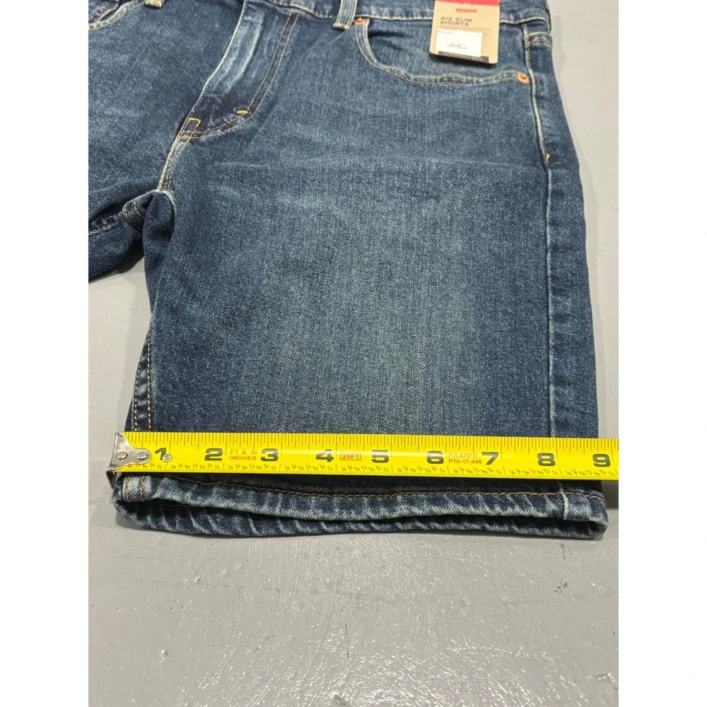 Levis 412 Slim Shorts Mens 33 Medium Wash Denim Stretch Jean Shorts 9 Inseam
